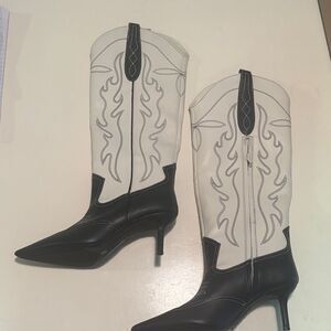INC International Concepts Black and White Heeled Boots